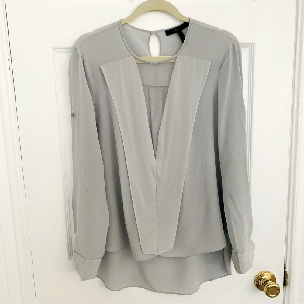 BCBGMaxAzria 100% Silk deep V Blouse
